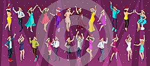 Isometry New Year`s party, 3D girls dance, disco, corporate party, night club, christmas and dances