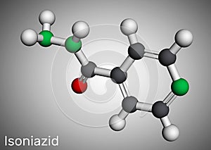 Isoniazid, isonicotinic acid hydrazide, INH molecule. It is antibiotic, used to treat mycobacterial infections, primarily