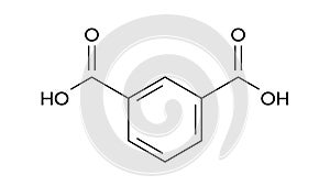 isophthalic acid molecule, structural chemical formula, ball-and-stick model, isolated image organic compound
