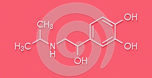 Isoprenaline isoproterenol drug molecule. Used in treatment of bradycardia, heart block and asthma. Skeletal formula. photo