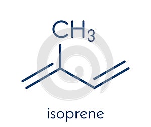 Isoprene, rubber polyisoprene building block monomer. Skeletal formula.