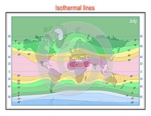 Isothermal lines map