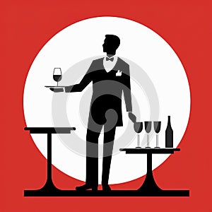 Isotype Style Pictogram Of Waiter By Gerd Arntz