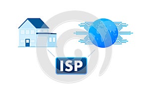 ISP - Internet Service Provider. Company that provides web access. Vector stock illustration.