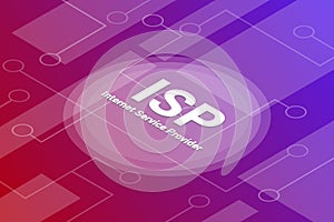 Isp internet service provider concept words isometric 3d word text concept with some related text and dot connected - vector