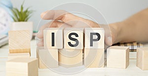 ISP Internet Service Provider text on wooden photo