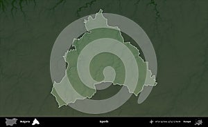 Isperih highlighted, Bulgaria. Physical