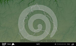 Isperih outlined, Bulgaria. Physical