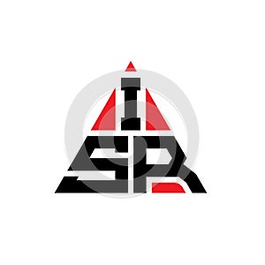 ISR triangle letter logo design with triangle shape. ISR triangle logo design monogram. ISR triangle vector logo template with red