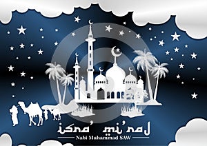 Isra` Mi`raj background with mosque