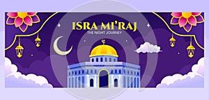 Isra Mi\'raj Cover Flat Cartoon Hand Drawn Templates Background Illustration