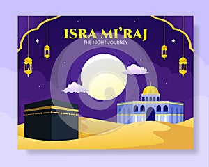 Isra Mi\'raj Photocall Cartoon Hand Drawn Templates Background Illustration