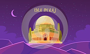 Isra Miraj illustration in flat design