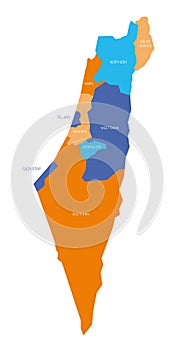 Israel - administrative map of districts