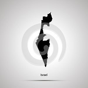 Israel country map, simple black silhouette on gray