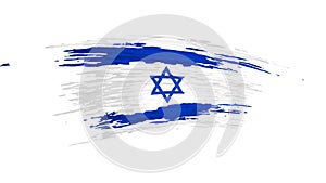 Israel flag animation. Brush painted israeli flag on a white background. Brush strokes, grunge. Israel state patriotic national