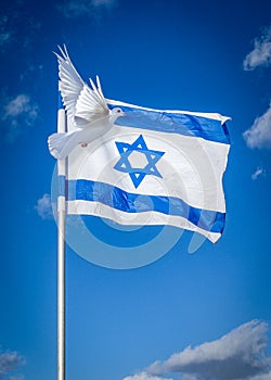 Israel flag with dove of peace