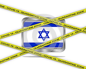 Israel flag illustration. Coronavirus danger area, quarantined country