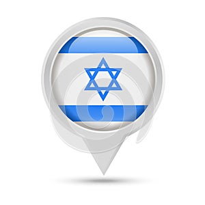 Israel Flag Round Pin Vector Icon