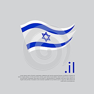 Israel flag. Stripes colors of the israeli flag on a white background. Vector design national poster with at domain, place