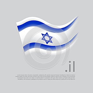 Israel flag. Stripes colors of the israeli flag on a white background. Vector stylized design national poster with at domain