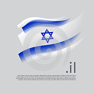 Israel flag watercolor. Stripes colors of the israeli flag on a white background. Vector stylized design national poster with il