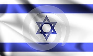 Israel flag waving with the wind, 3D illustration