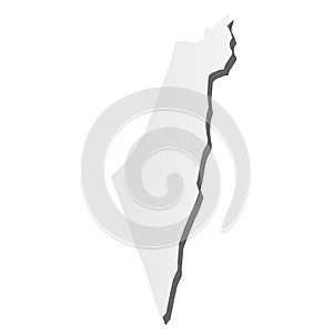 Israel - grey 3d-like silhouette map of country area with dropped shadow. Simple flat vector illustration