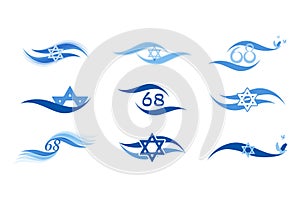 Israel independence day and abstract flag icons