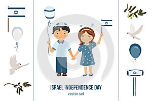 Israel independence day clipart set
