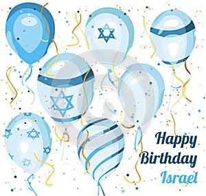 Israel independence day. Happy birthday. Balloons.