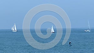 Israel Independence Day, yacht parade on the Mediterranean sea.