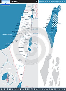 Israel - infographic map and flag illustration