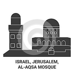 Israel, Jerusalem, Alaqsa Mosque travel landmark vector illustration