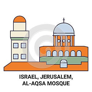 Israel, Jerusalem, Alaqsa Mosque travel landmark vector illustration