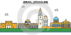 Israel, Jerusalem. City skyline architecture . Editable