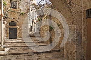 Israel - Jerusalem - Old city hidden passageway, stairway and ar