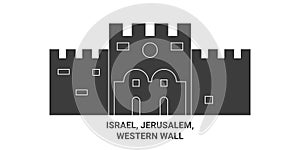 Israel, Jerusalem, Western Wall travel landmark vector illustration