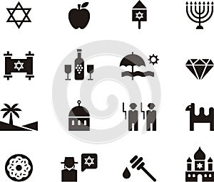 Israel and Judaism icon set photo