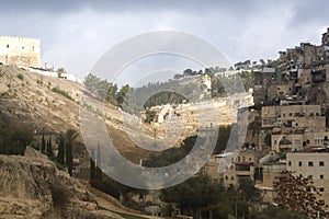 Israel landscape landmarks. Jerusalem view of the old town and t