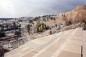 Israel landscape landmarks. Jerusalem view of the old town and t