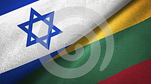 Israel and Lithuania two flags textile cloth, fabric texture
