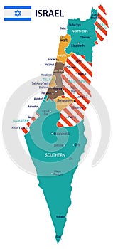 Israel - map and flag - illustration