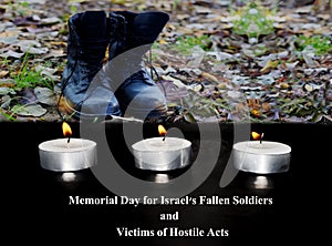 Israel Memorial Day for Fallen Soldiers and Victims of Hostile Acts. In the front is a burning funeral candles