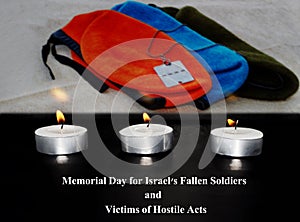 Israel Memorial Day for Fallen Soldiers and Victims of Hostile Acts. In the front is a burning funeral candles