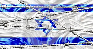 Israel national flag, 3d background. Wave flag.