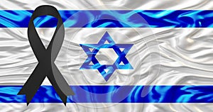 Israel national flag, 3d background. Wave flag.