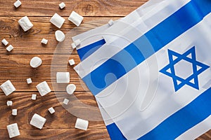 Israel national flags and marshmallows