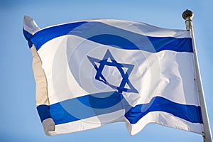 Israel official flag, blue white with magen david