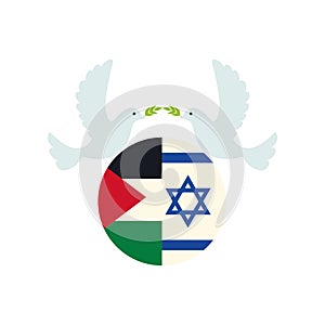 israel and palestine flags with peace doves